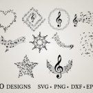 HUGE Bundle Music-Note Graphic Desing T-shirt in SVG EPS PNG and DXF files