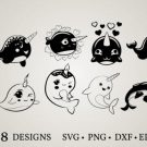 HUGE Bundle Narwhal-Bundle-Narwhal-Clipart Graphic Desing T-shirt in SVG EPS PNG and DXF files