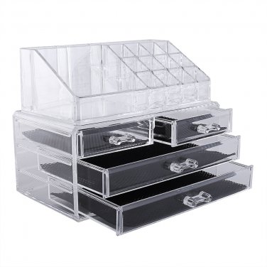 Multi-check & 4 Drawers Integrated Acrylic Makeup Case Cosmetics Organizer Transparent GTN59244006
