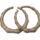 2.5" Bamboo Hoop Earring Covered in Swarovski Crystals