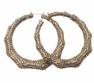 2.5" Bamboo Hoop Earring Covered in Swarovski Crystals