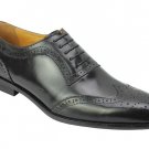 Men's Classic Real Leather Black Polished Brogue Shoes Retro Lace Ups