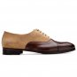 Men's Handmade Brown Beige Upper Suede Cap Toe Lace Up Shoes