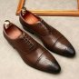 Handmade Oxford Brown Color Cap Toe Lace Up Brogue shoes For Men's