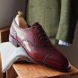 Men's Handmade semi Brogue Lace up Dress Oxford shoes Gentleman's Shoes