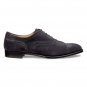 Men's Handmade Shoes Dark Grey Suede Brogue Toe Cap Oxford Wingtip Lace Up Boot