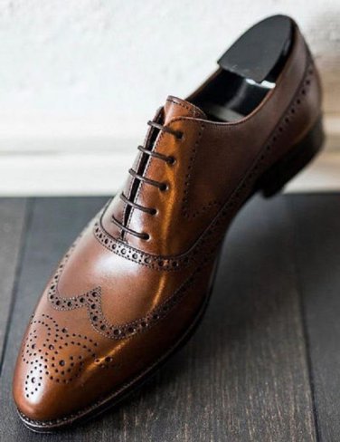 Men's Oxford Suede Leather Dress Shoes In Navy Blue Color Brogue Wingtip Shoes