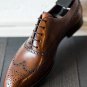 Men's Oxford Suede Leather Dress Shoes In Navy Blue Color Brogue Wingtip Shoes