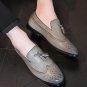 New Gray Beauty Penny Tassels Wing Tip Loafer Handmade shoes For Gentleman