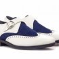 New Handmade Goodyear Welt Single Monk Navy & White Color Calf Suede Shoe