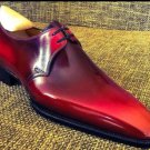 New Handmade Men Red Black Tone Formal Dressing Handmade Lace Up Shoes