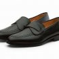 New Pure Handmade Black Leather Loafer Moccasin Shoes for Men's