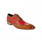 Two Tone Wing Tip Burnished Brogue Toe Red Brown Handmade Leather Fashion Shoe