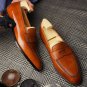 Men's Handmade Tan Brown Leather dress shoes, Men leather moccasins Loafer