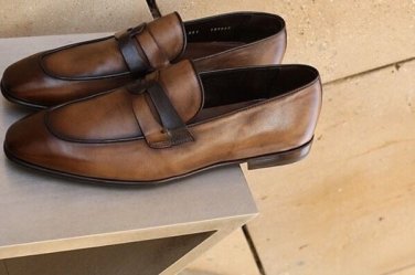 Handmade Brown Two Tone Loafer Men's Loafer Formal Wear Shoes