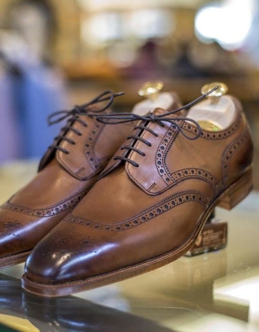 Brown Coffee Color Oxford Brogue Lace Up leather Shoe For Men