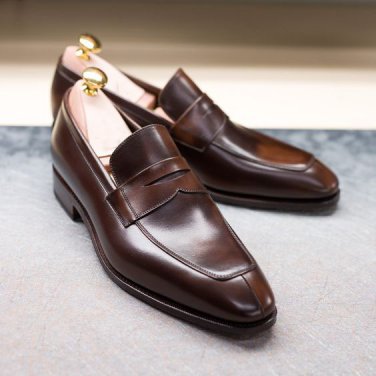 Handmade Brown Color Loafers Slips On Dress Shoes Almond Toe For Men