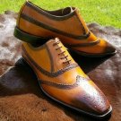 Balmorals Wing Tip Two Tone Full Brogues Real Leather Official Pairs Shoes