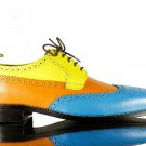 Handmade Men Multi Color Leather Brogue Shoes, Men’s Wing Tip Leather Formal Shoes