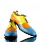 Handmade Men Multi Color Leather Brogue Shoes, Menâs Wing Tip Leather Formal Shoes