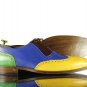 Handmade Men&acirc;��s Formal Multi Color Leather Brogue Shoes, Men Wing Tip Leather Shoes