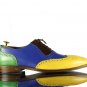 Handmade Men&acirc;��s Formal Multi Color Leather Brogue Shoes, Men Wing Tip Leather Shoes