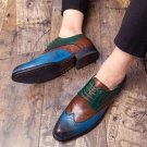 Handmade Men's Multi Color Leather Wing Tip Brogue Lace Up Shoes, Designer Shoes