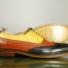 Handmade Men's Multi Color Shoes, Men's Leather Wing Tip Lace Up Casual Shoes