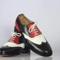 Men's Fashionable Multi Color Oxford Handmade Real Leather Wing Tip Brogues Dress Shoes