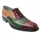 Multi Color Oxford Patina Brogue Cap Toe Real Leather Formal Dress Official Business Shoes