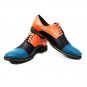 Multi Color Oxford Real Leather Rounded Derby Cap Toe Matching Black Laces Handmade Shoes