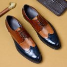 Graceful Multi Color Oxford Wing Tip Brogues Toe Patina Real Leather Excelling Business Shoes