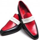 Handmade Men's Multi Color Round Toe Leather Dress Formal Loafers Shoes