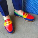 Men's Handmade Multi Color Leather Shoes & Loafer Slip On Dress Shoes