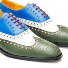 Handmade Wing Tip Brogue Leather Shoes, Men's Lace Up Multi Color Stylish Shoes