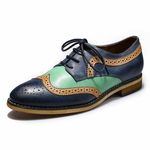 Wing Tip Multi Color Real Genuine Leather Lace Up Full Brogue Toe Handmade Shoes