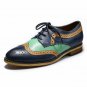 Wing Tip Multi Color Real Genuine Leather Lace Up Full Brogue Toe Handmade Shoes
