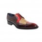 Rounded Split Cap Toe Men Multi Color Genuine Leather Handmade Black Sole Shoes