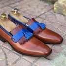 Superb Loafer Slip On Multi Color Tassels Fringes Real Leather Handmade Shoes