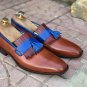 Superb Loafer Slip On Multi Color Tassels Fringes Real Leather Handmade Shoes
