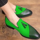 Green Tweed Loafer Tassels Slip On Men's Fashionable Innovative Real Leather Shoes