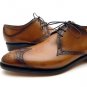 Brown Wing Tip Blucher Sterling Laced Up Brogues Leather Handmade Fashionable Shoes