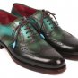 Oxford Multi Color Wing Tip Genuine Leather Brogue Handmade Shoes
