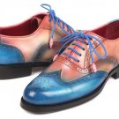 Dual Tone Genuine Leather Fashionable Wing Tip Oxford Brogues Patina Magnificent Shoes