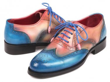 Dual Tone Genuine Leather Fashionable Wing Tip Oxford Brogues Patina Magnificent Shoes