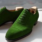 Green Suede Leather Oxford Style Formal Laced Up Quarter Brogues Cap Toe Reliable Shoes