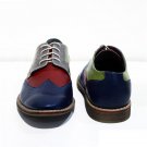 Wing Tip Multi Color Men Rounded Derby Toe Vintage Leather Handmade Lace Up Shoes