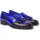 Two Tone Penny Loafer Tassels Genuine Leather Patina Apron Toe Handmade Luxury Wear Slip On Shoes
