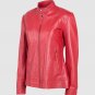 WOMEN BLACK COLOR BAN COLLER BIKER LEATHER JACKET