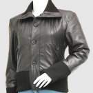 NEW LOOK BLACK COLOR BOMBER LEATHER JACKET FOR WOMEN